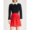 CLAUDIE PIERLOT MANDARINE LACE-TRIM WOOL-KNIT JUMPER