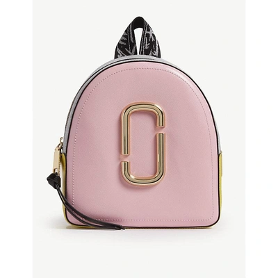 Marc Jacobs Black Pack Shot Leather Backpack In Baby Pink Multi