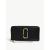 MARC JACOBS BLACK SNAPSHOT SAFFIANO LEATHER ZIP AROUND WALLET