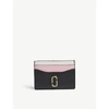 MARC JACOBS LADIES BLACK AND BABY PINK SNAPSHOT SAFFIANO LEATHER CARD HOLDER