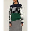 JW ANDERSON LOGO-EMBROIDERED STRIPED WOOL JUMPER