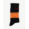 HERON PRESTON LOGO-EMBROIDERED RIBBED COTTON-BLEND SOCKS