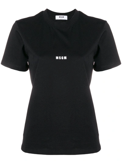 Msgm Cropped Logo T-shirt - Black