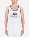 DOLCE & GABBANA COTTON TANK WITH PRINT,G8IW6TFU7EQW0800