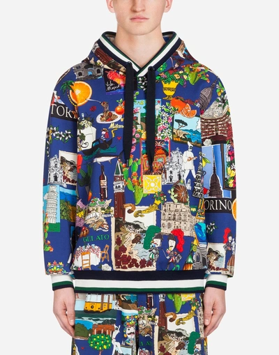 Dolce & Gabbana Printed Cotton Hoodie In Multi-colored