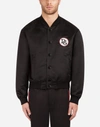 DOLCE & GABBANA BOMBER JACKET IN NYLON WITH PATCH,G9LS6ZG7ONYN0000