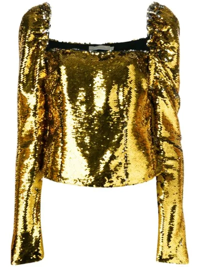 Amen Sequin Embellished Top In Oro