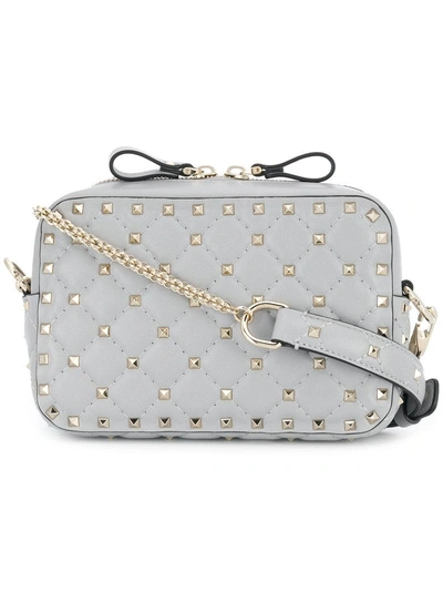 Valentino Garavani Rockstud Spike Quilted Leather Camera Crossbody Bag In Grey