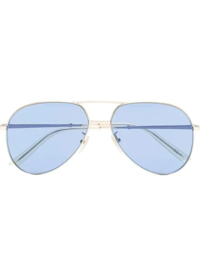 Gucci Aviator Metal Sunglasses In Gold In Blue