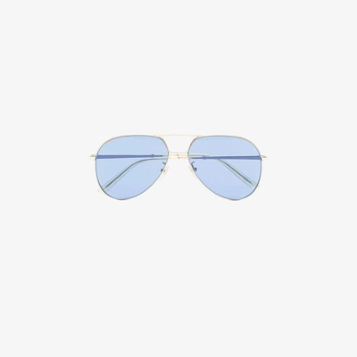 Gucci Aviator Metal Sunglasses In Gold In Blue