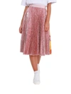 MSGM SEQUINS PLEATED MIDI SKIRT WITH PRINTED INSERT,10636827