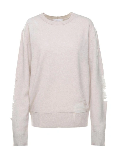 Helmut Lang Laddered Crew Neck Sweater In Rosa