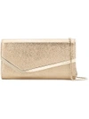 Jimmy Choo Emmie Gold Glitter Leather Clutch Bag In Metallic