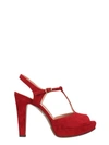 L'AUTRE CHOSE PLATEAU RED SUEDE SANDALS,10636911