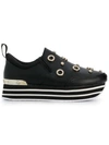 Versace Jeans Embellished Platform Sneakers In Black