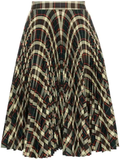 Calvin Klein 205w39nyc High Waisted Check Pleated Skirt In 234 Brown+lemongrass+orange