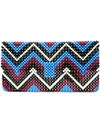 DELDUCA DELDUCA BEADED GEOMETRIC CLUTCH BAG - BLUE