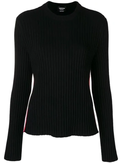 Calvin Klein 205w39nyc Side Stripe Wool Blend Jumper In Black