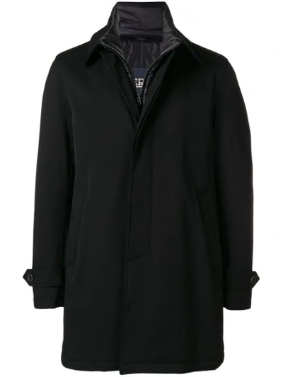 Herno Concealed Zip Coat - Black