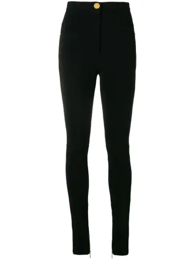 Balmain Zip Detail Skinny Trousers In Black