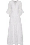 BADGLEY MISCHKA BADGLEY MISCHKA WOMAN LACE-UP BRODERIE ANGLAISE GOWN WHITE,3074457345618964746