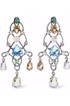 LANVIN WOMAN BURNISHED SILVER-TONE CRYSTAL EARRINGS MULTICOLOR,US 1874378722884900