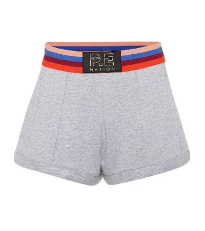 P.e Nation Starting Whistle Cotton-jersey Shorts In Grey