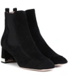MIU MIU EMBELLISHED SUEDE ANKLE BOOTS,P00335709