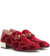 GUCCI GG embellished velvet loafers,P00334989