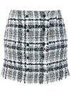 THOM BROWNE THOM BROWNE FRONT-BUTTONED REFLECTIVE TWEED MINI SKIRT - GREY