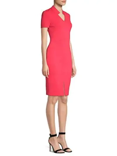 St John Short-sleeve Luxe Sculptural Knit Dress In Red