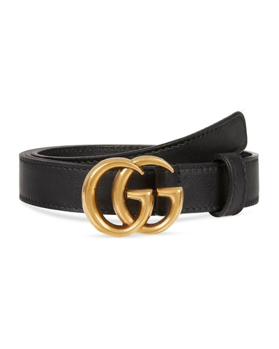 Gucci Black Toscano Leather Gg Belt