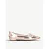 SOPHIA WEBSTER BIBI BUTTERFLY EMBROIDERED METALLIC LEATHER POINTED-TOE FLATS