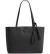 TORY BURCH SMALL MCGRAW LEATHER TOTE - BLACK,50639