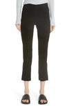 Vince Stretch Suede Split Hem Cropped Leggings In Black