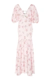 LOVESHACKFANCY LILIA CUTOUT FLORAL-PRINT SILK MAXI DRESS,684901