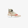 CHLOÉ CHLOÉ BEIGE, GREY AND RED SONNIE SUEDE LEATHER AND MESH HIGH TOP SNEAKERS,CHC18A0501812969677