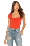 Free People Square Eyes Bodysuit In Red