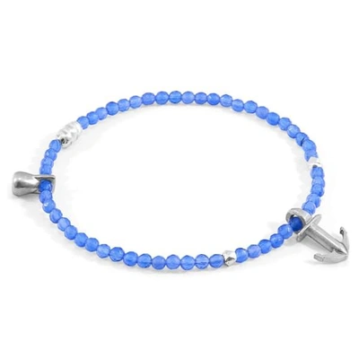 Anchor & Crew Blue Agate Tropic Silver & Stone Bracelet
