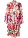 DOLCE & GABBANA PEONY AND ROSE RUFFLED CHIFFON COAT