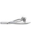 VALENTINO GARAVANI VALENTINO ROCKSTUD BOW FLIP-FLOPS - GREY