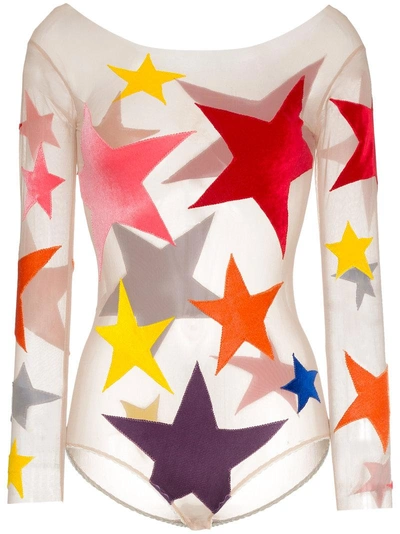 Alexia Hentsch Star Print Appliqué Bodysuit - Multi