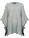 RALPH LAUREN BUCKLE DETAIL KNITTED PONCHO