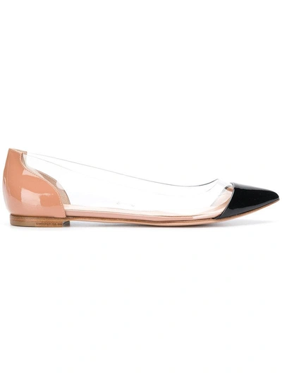 Gianvito Rossi Black And Beige Plexi Pvc And Leather Flats