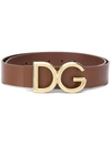 Dolce & Gabbana 35mm Dg Buckle Leather Belt In Brown
