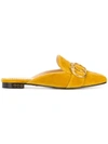 CHARLOTTE OLYMPIA CHARLOTTE OLYMPIA BUCKLE DETAIL VELVET MULES - YELLOW