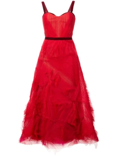 Marchesa Notte Embellished Tulle Gown - 红色 In Red