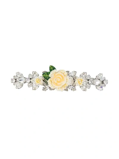 Dolce & Gabbana Floral Embellished Hairclip In Metallic
