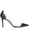 Gianvito Rossi Leather Bi-color Plexi Pumps In Black