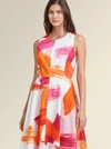 DONNA KARAN SLEEVELESS PAINT STROKE TRAPEZE DRESS,802892534140